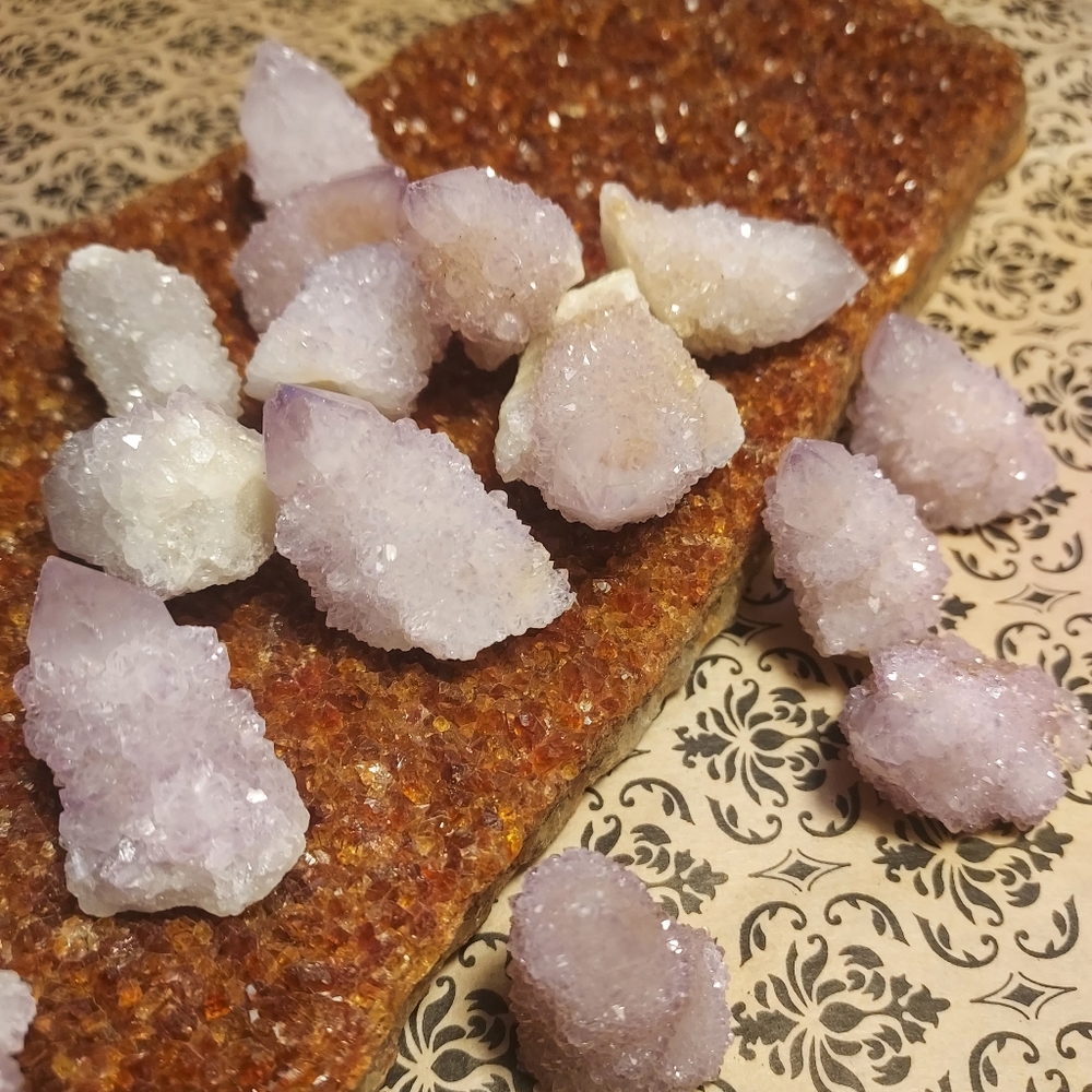 =1 DAY SALE~ LOT Purple Amethyst Spirit Quartz Crystals Cactus Pineapple Cluster - Picture 1 of 16